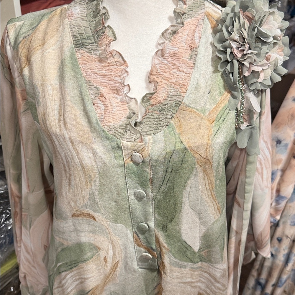 Turkey Chic Floral Button-Up Dress with Ruffled Collar